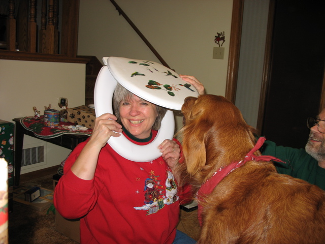 Mom, toilet seat, and Nigel