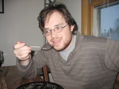 Chris, demonstrating slow eating